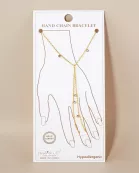 CZ Charms 18K-Gold-Dipped Delicate Brass Hand-Chain Bracelet