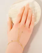 CZ Charms 18K-Gold-Dipped Delicate Brass Hand-Chain Bracelet