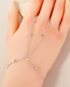CZ Charms 18K-Gold-Dipped Delicate Brass Hand-Chain Bracelet