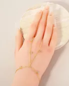 5mm Teardrop CZ Charms 18K-Gold-Dipped Delicate Brass Hand-Chain Bracelet
