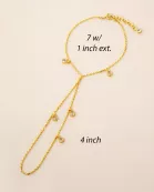 5mm Teardrop CZ Charms 18K-Gold-Dipped Delicate Brass Hand-Chain Bracelet
