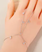 5mm Teardrop CZ Charms 18K-Gold-Dipped Delicate Brass Hand-Chain Bracelet