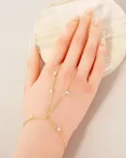 4mm CZ Charms 18K-Gold-Dipped Delicate Brass Hand-Chain Bracelet