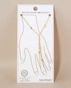 3mm Round CZ Charms 18K-Gold-Dipped Delicate Brass Hand-Chain Bracelet