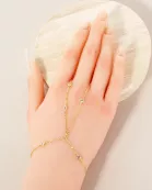 3mm Round CZ Charms 18K-Gold-Dipped Delicate Brass Hand-Chain Bracelet