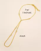 3mm Round CZ Charms 18K-Gold-Dipped Delicate Brass Hand-Chain Bracelet