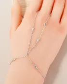 3mm Round CZ Charms 18K-Gold-Dipped Delicate Brass Hand-Chain Bracelet