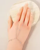 2mm Round CZ Charms 18K-Gold-Dipped Delicate Brass Hand-Chain Bracelet