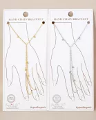 2mm Round CZ Charms 18K-Gold-Dipped Delicate Brass Hand-Chain Bracelet