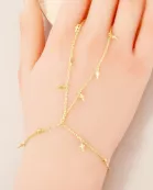 Cross Charms 18K-Gold-Dipped Delicate Brass Hand-Chain Bracelet