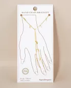 Bar Charms 18K-Gold-Dipped Delicate Brass Hand-Chain Bracelet
