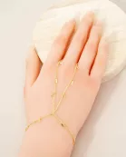 Bar Charms 18K-Gold-Dipped Delicate Brass Hand-Chain Bracelet