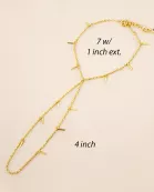 Bar Charms 18K-Gold-Dipped Delicate Brass Hand-Chain Bracelet