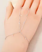 Bar Charms 18K-Gold-Dipped Delicate Brass Hand-Chain Bracelet