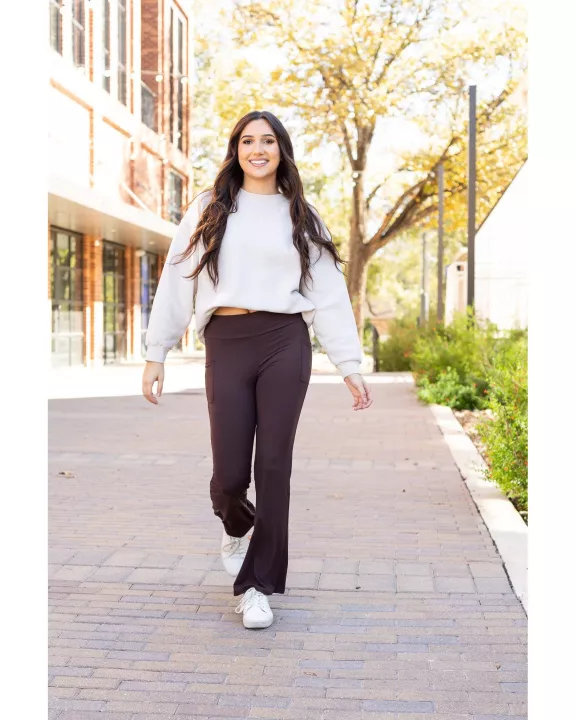 PreOrder | The Rhea - BROWN 30 Inch Bootcut Leggings with Pockets