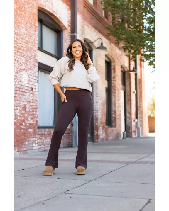 PreOrder | The Brandy - Brown Flare Leggings WITH POCKETS