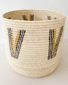 20.5" Turkana Palm Storage Basket: Black & Mustard Vee