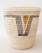 20.5" Lidded Palm Basket: Mustard & Black