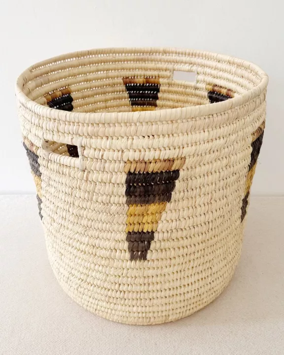 19.5" Turkana Palm Storage Basket: Mustard & Black