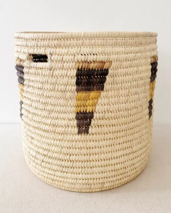 19.5" Turkana Palm Storage Basket: Mustard & Black