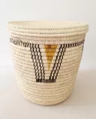 20.5" Lidded Palm Basket: Mustard & Black