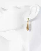 Brushed-Textured Double Teardrop 14K-Gold-Dipped Brass Dangle Earrings