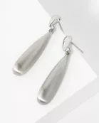 Brushed-Textured Double Teardrop 14K-Gold-Dipped Brass Dangle Earrings