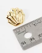 Textured Polished Seashell Design 14K-Gold-Dipped Brass Sea-Life Stud Earrings
