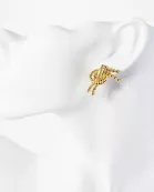 Textured Rope Knot Design 14K-Gold-Dipped Brass Stud Earrings