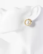 1-Inch Pearl 14K-Gold-Dipped Brass Button Stud Earrings