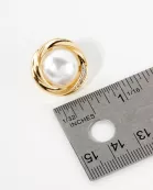 1-Inch Pearl 14K-Gold-Dipped Brass Button Stud Earrings