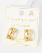 Wave CZ Center 18mm 14K-Gold-Dipped Push-Back Hoop Earrings