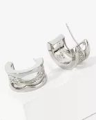 Wave CZ Center 18mm 14K-Gold-Dipped Push-Back Hoop Earrings