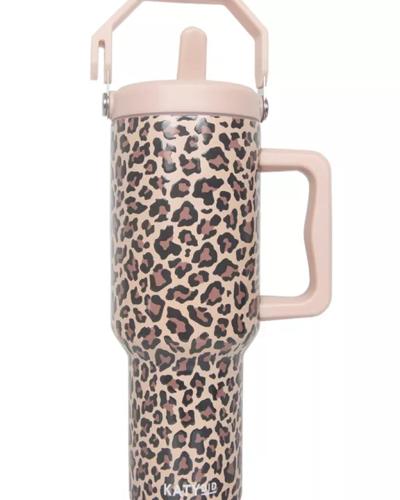 Brown Leopard Wholesale Tumbler with Lid Handle