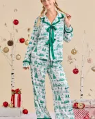 Christmas Toile Printed Pajama Set