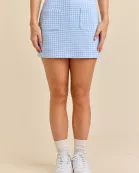 Mini Fitted Gingham Print Skort With Front Pockets