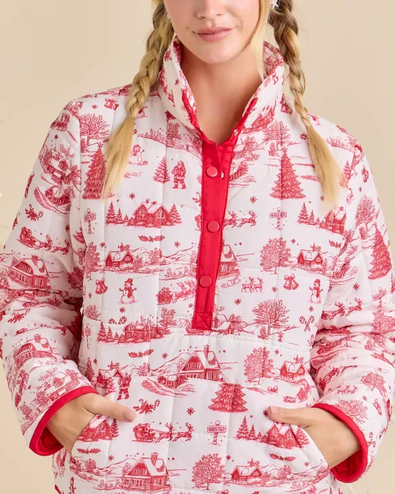 Christmas Toile Printed Quilted Jacket