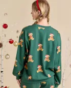 Christmas Teddy Bear Printed Crewneck & Shorts Set