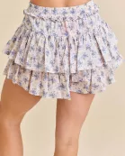 Floral Printed Ruffle Mini Skort