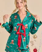 Teddy Bear Printed Holiday Pajama Set