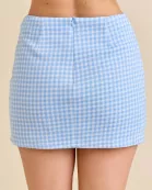 Mini Fitted Gingham Print Skort With Front Pockets