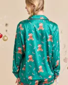 Teddy Bear Printed Holiday Pajama Set