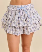 Floral Printed Ruffle Mini Skort