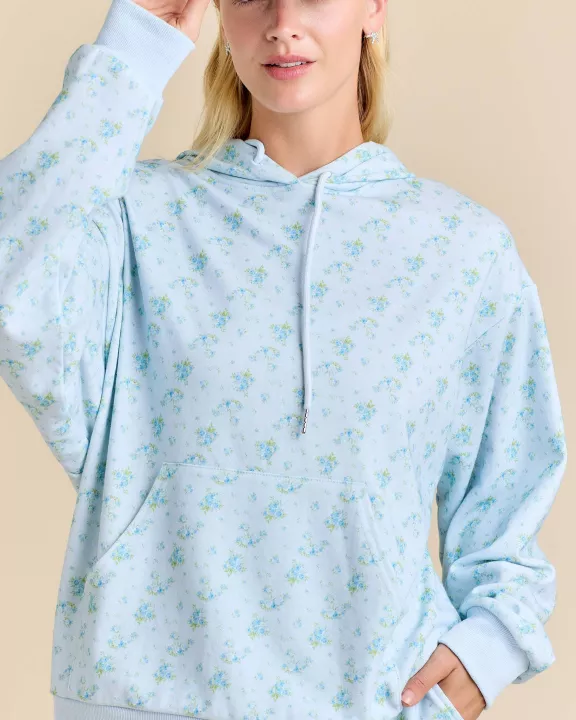 Floral Printed Hoodie And Short Set