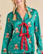 Teddy Bear Printed Holiday Pajama Set