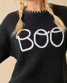 Halloween "Boo" Sweater With 3D Braided Writing