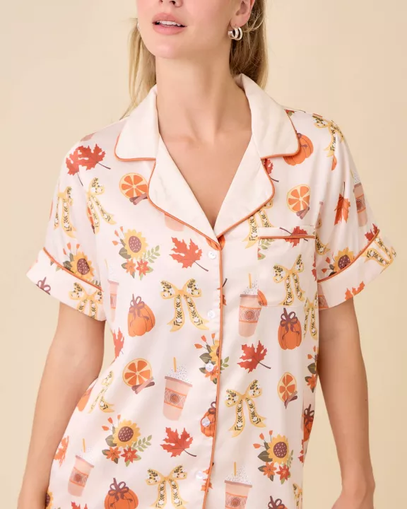 Pumpkin Spice Latte Print Set Pajama