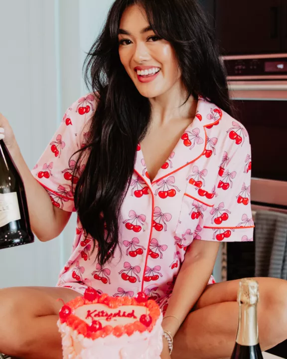 Cherry Bow Repeat Wholesale Pajama Loungewear