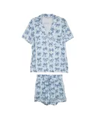 Light Blue Toile Coquette Bows Wholesale Cotton PJ Set