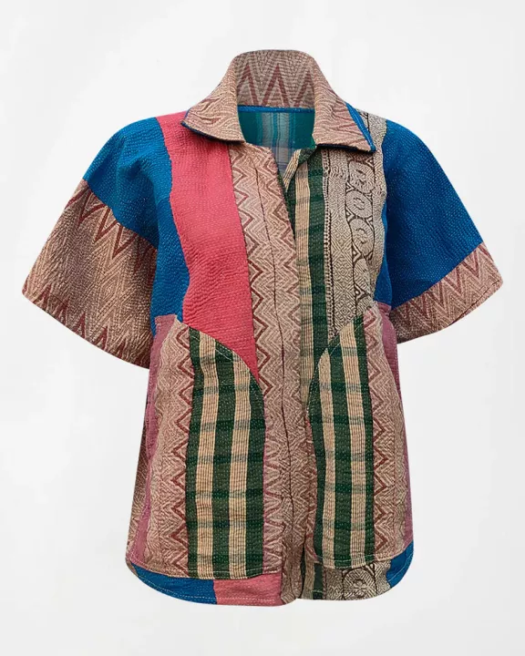 Kantha Short Poncho- Manya